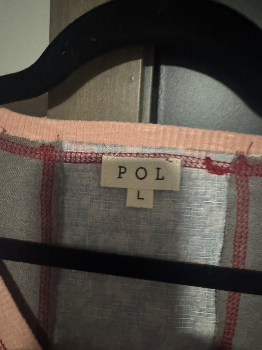 POL V-Neck Pullover Top in Gray, Blue, and Pink Floral Patchwork - Picture 2 of 3